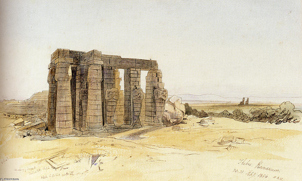 Wikioo.org - สารานุกรมวิจิตรศิลป์ - จิตรกรรม Edward Lear - The Ramesseum, Thebes