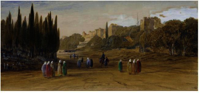 WikiOO.org - Encyclopedia of Fine Arts - Maľba, Artwork Edward Lear - The Walls Of Constantinople