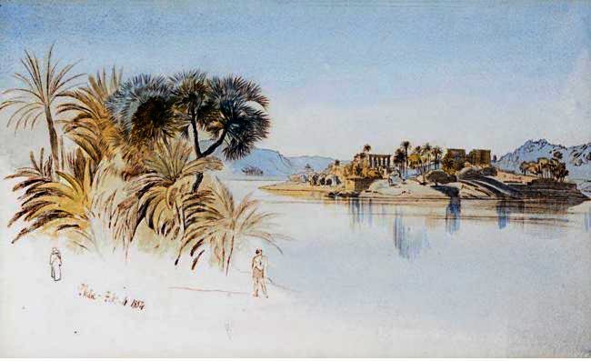 Wikioo.org - The Encyclopedia of Fine Arts - Painting, Artwork by Edward Lear - View Of Philae