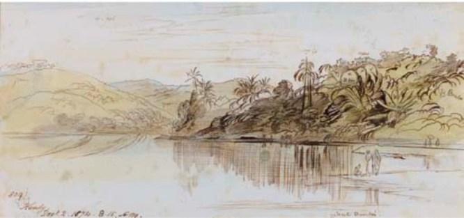Wikioo.org - The Encyclopedia of Fine Arts - Painting, Artwork by Edward Lear - View Over The Lake, Kandy, Ceylon