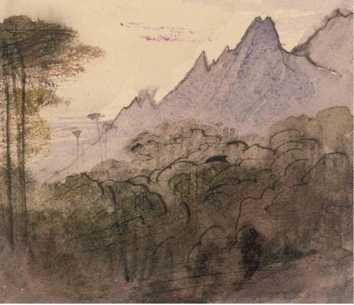 Wikioo.org - The Encyclopedia of Fine Arts - Painting, Artwork by Edward Lear - Views Of Bavella, Piana, And Valdomello