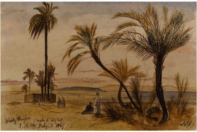 Wikioo.org - The Encyclopedia of Fine Arts - Painting, Artwork by Edward Lear - Wady Halfen, Egypt