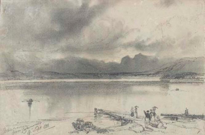 WikiOO.org - Encyclopedia of Fine Arts - Maleri, Artwork Edward Lear - Windermere From Lowwood, Cumbria