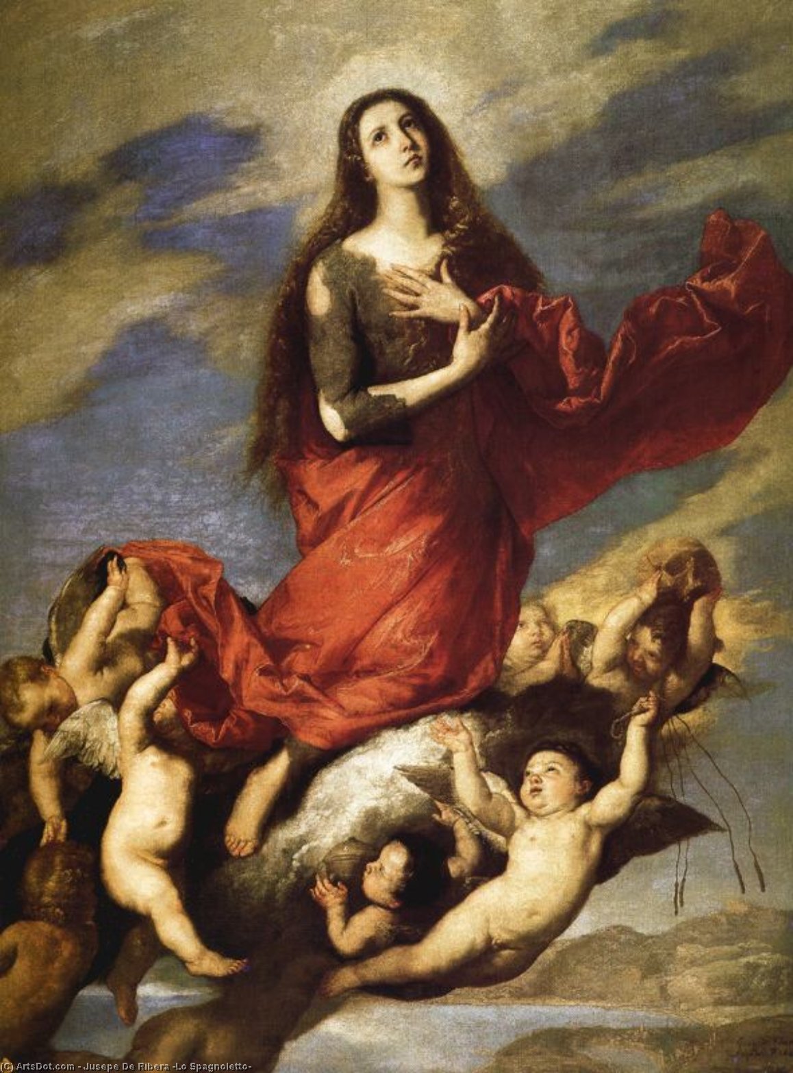 Wikioo.org – La Enciclopedia de las Bellas Artes - Pintura, Obras de arte de Jusepe De Ribera (Lo Spagnoletto) - Asunción de María Magdalena