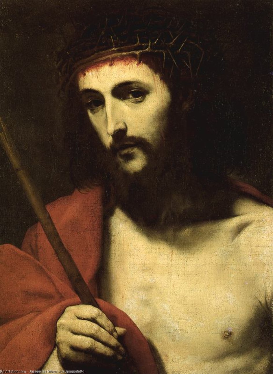 Wikioo.org - The Encyclopedia of Fine Arts - Painting, Artwork by Jusepe De Ribera (Lo Spagnoletto) - Christ with crown of thorns