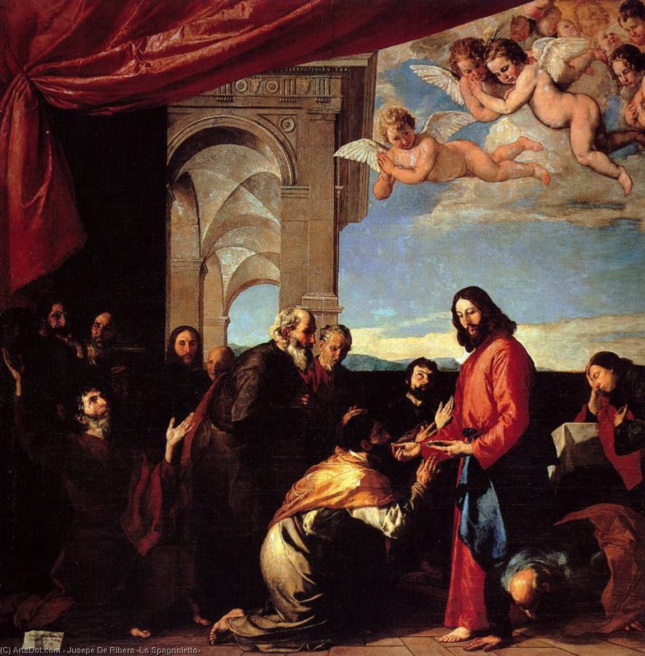 WikiOO.org - 百科事典 - 絵画、アートワーク Jusepe De Ribera (Lo Spagnoletto) - 聖体拝領 の  ザー  使徒