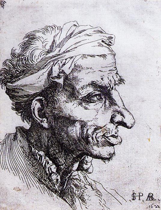 Wikioo.org - The Encyclopedia of Fine Arts - Painting, Artwork by Jusepe De Ribera (Lo Spagnoletto) - Grotesque head 2