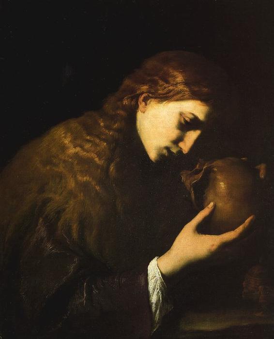 WikiOO.org - Εγκυκλοπαίδεια Καλών Τεχνών - Ζωγραφική, έργα τέχνης Jusepe De Ribera (Lo Spagnoletto) - Magdalena in meditation