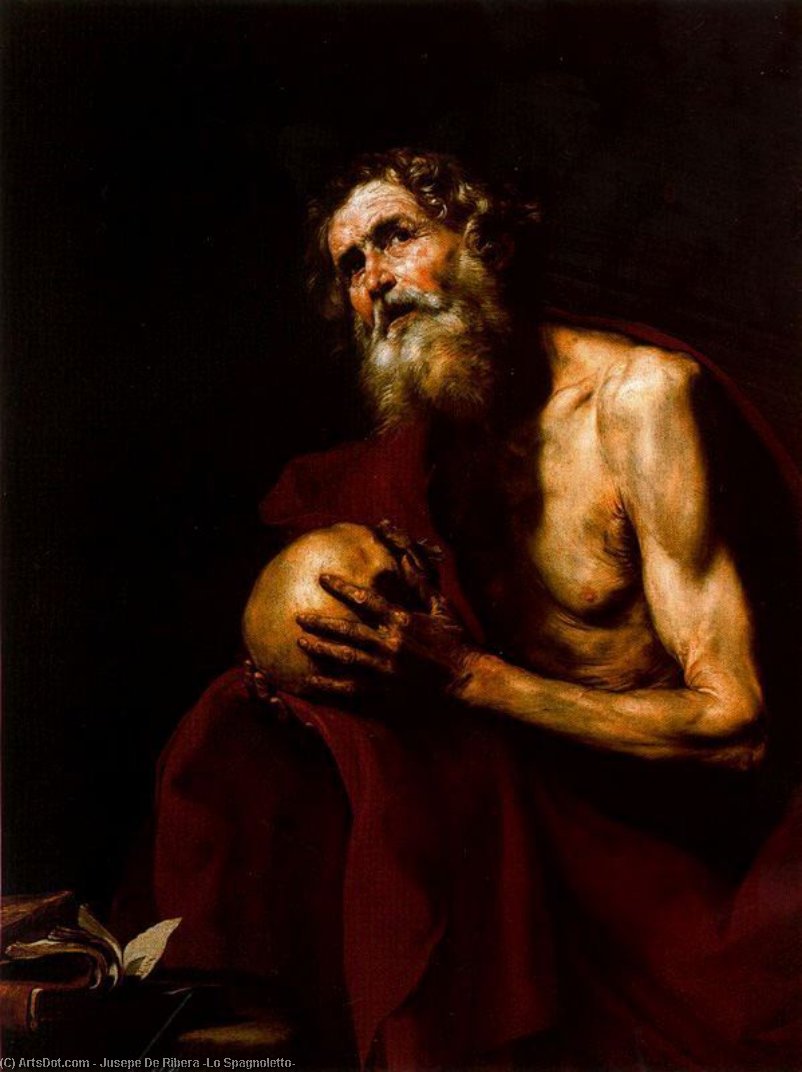 Wikioo.org - The Encyclopedia of Fine Arts - Painting, Artwork by Jusepe De Ribera (Lo Spagnoletto) - Penitent St. Gerome 2