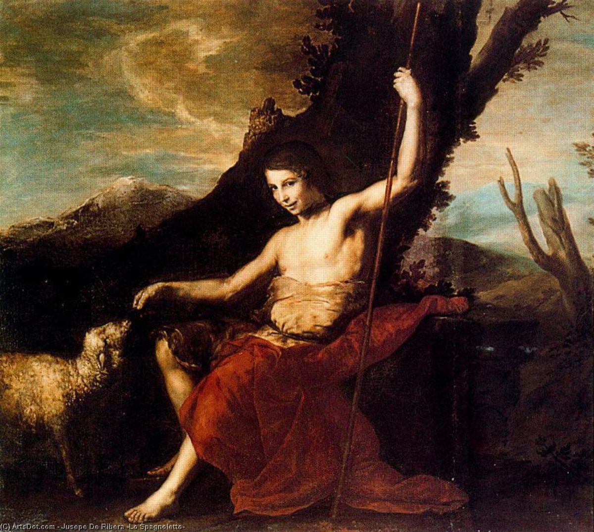 Wikioo.org - The Encyclopedia of Fine Arts - Painting, Artwork by Jusepe De Ribera (Lo Spagnoletto) - St. John the Baptist in the deser