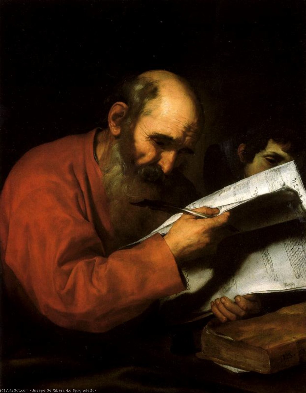 Wikioo.org - The Encyclopedia of Fine Arts - Painting, Artwork by Jusepe De Ribera (Lo Spagnoletto) - St. Matthew and the angel