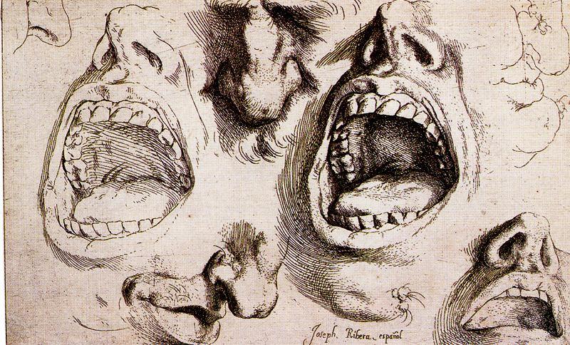 WikiOO.org - 百科事典 - 絵画、アートワーク Jusepe De Ribera (Lo Spagnoletto) - 鼻と口の研究