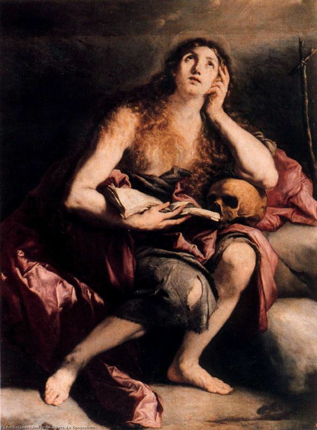 Wikioo.org – La Enciclopedia de las Bellas Artes - Pintura, Obras de arte de Jusepe De Ribera (Lo Spagnoletto) - La Magdalena penitente 1