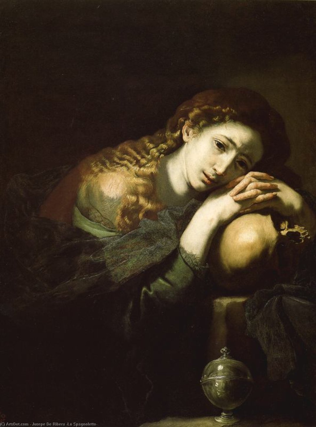 Wikioo.org - The Encyclopedia of Fine Arts - Painting, Artwork by Jusepe De Ribera (Lo Spagnoletto) - The Penitent Magdalen