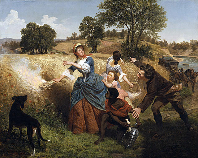Wikioo.org - The Encyclopedia of Fine Arts - Painting, Artwork by Emanuel Gottlieb Leutze - Mrs. Schuyler Burning Her Wheat Fields On The Approach Of The British