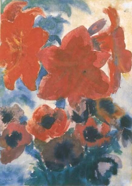 Wikioo.org - The Encyclopedia of Fine Arts - Painting, Artwork by Emile Nolde - Amaryllis and Anemone