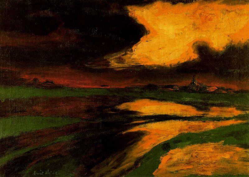 Wikioo.org - The Encyclopedia of Fine Arts - Painting, Artwork by Emile Nolde - Autumn Sunset