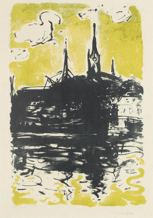 Wikioo.org - The Encyclopedia of Fine Arts - Painting, Artwork by Emile Nolde - Church and ship, Sonderburg