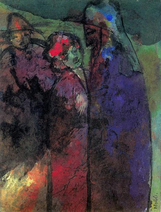 Wikioo.org - The Encyclopedia of Fine Arts - Painting, Artwork by Emile Nolde - Conversation (Green and Violet)