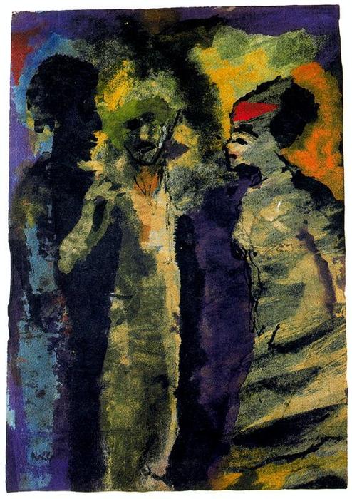 Wikioo.org - The Encyclopedia of Fine Arts - Painting, Artwork by Emile Nolde - Conversation (with Shadows)