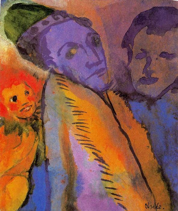 Wikioo.org - The Encyclopedia of Fine Arts - Painting, Artwork by Emile Nolde - Couple and Redheaded Child