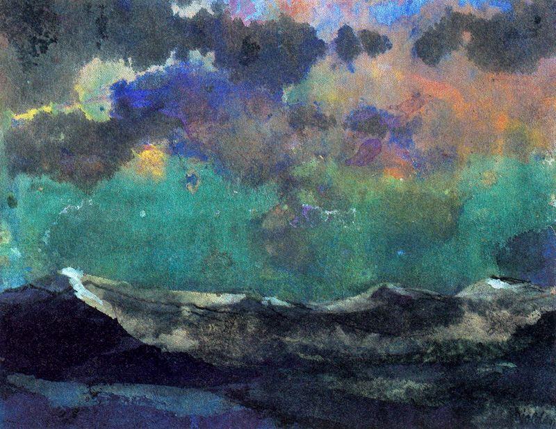 Wikioo.org - The Encyclopedia of Fine Arts - Painting, Artwork by Emile Nolde - Dark Sea (Green Sky)