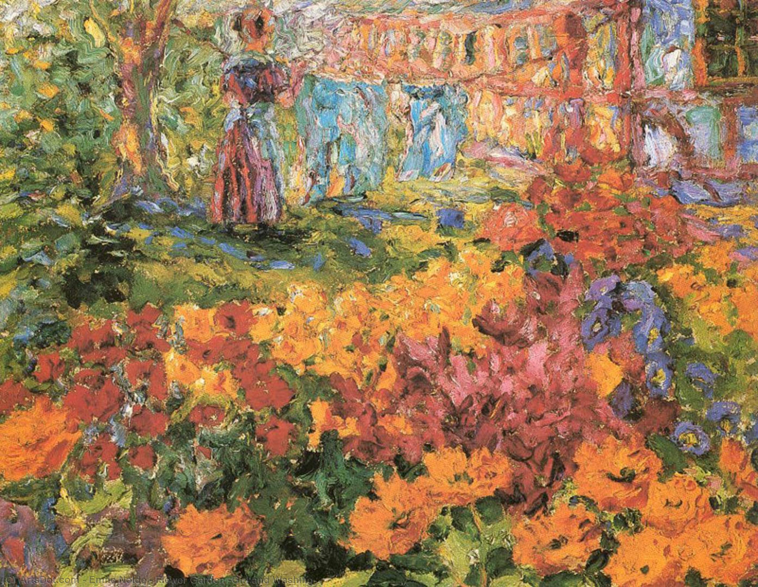 Flower Garden (Girl and Washing) - Emile Nolde