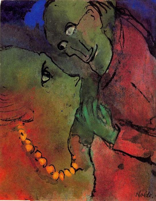 Wikioo.org - The Encyclopedia of Fine Arts - Painting, Artwork by Emile Nolde - Frog-green Couple