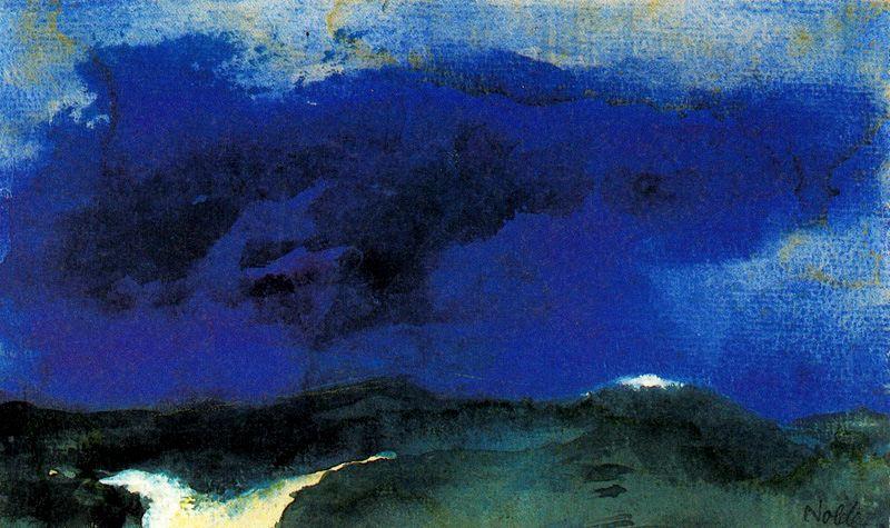 Wikioo.org - The Encyclopedia of Fine Arts - Painting, Artwork by Emile Nolde - Green Sea with Blue Cloud