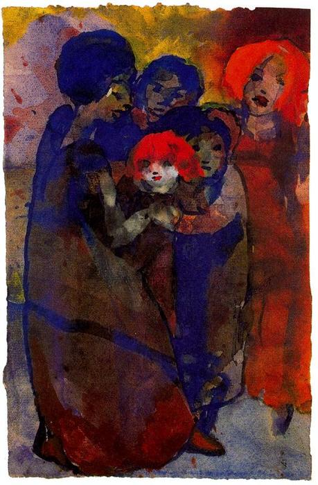 Wikioo.org - The Encyclopedia of Fine Arts - Painting, Artwork by Emile Nolde - Group with Children
