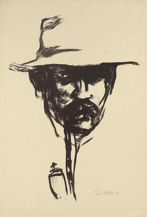 Wikioo.org - The Encyclopedia of Fine Arts - Painting, Artwork by Emile Nolde - Head with pipe