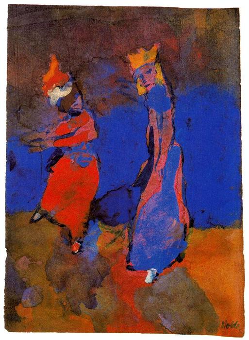 Wikioo.org - The Encyclopedia of Fine Arts - Painting, Artwork by Emile Nolde - King and Dancing Woman