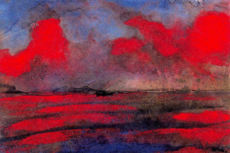 Wikioo.org - The Encyclopedia of Fine Arts - Painting, Artwork by Emile Nolde - Landscape in Red Light