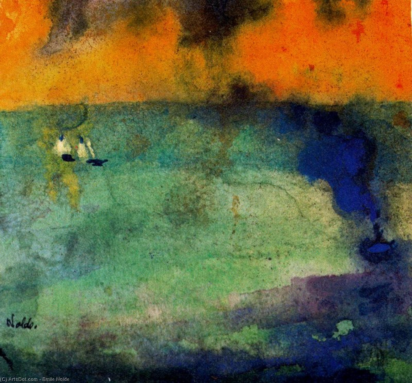 Wikioo.org - The Encyclopedia of Fine Arts - Painting, Artwork by Emile Nolde - Light-flooded Sea (Green)