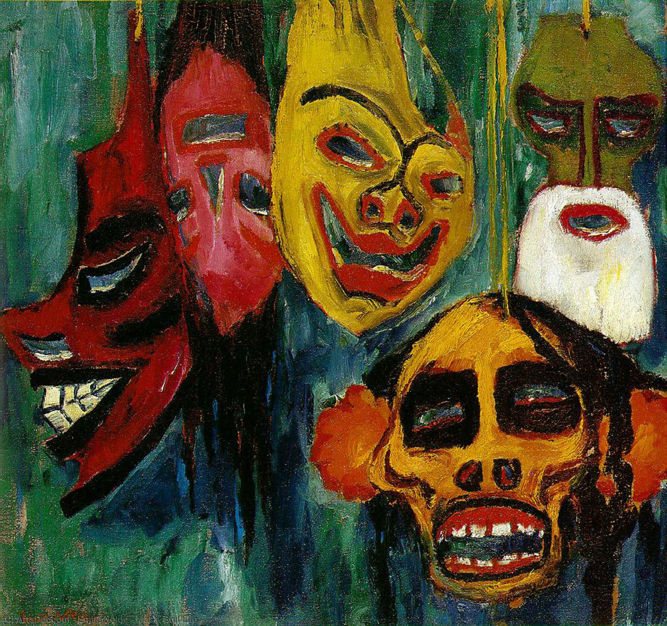 Wikioo.org - The Encyclopedia of Fine Arts - Painting, Artwork by Emile Nolde - Mask. Still Life