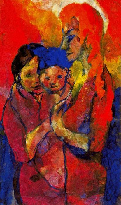 Wikioo.org - The Encyclopedia of Fine Arts - Painting, Artwork by Emile Nolde - Mother with Two Children