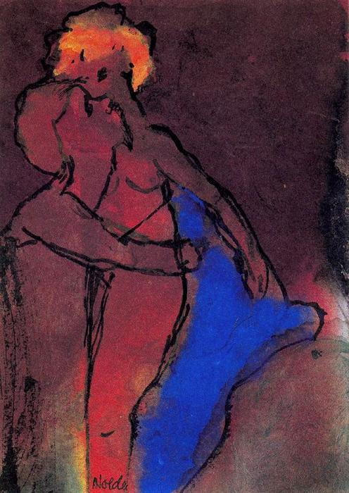 WikiOO.org – 美術百科全書 - 繪畫，作品 Emile Nolde - 红褐色的夫妇（拥抱）