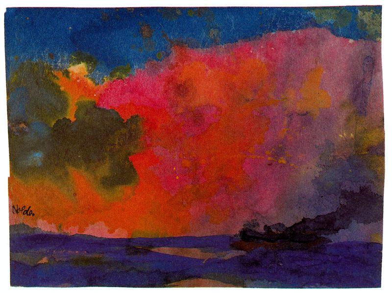 Wikoo.org - موسوعة الفنون الجميلة - اللوحة، العمل الفني Emile Nolde - Sea with Colourful Sky