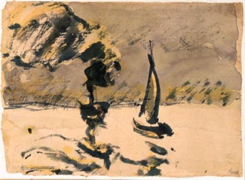 Wikioo.org - The Encyclopedia of Fine Arts - Painting, Artwork by Emile Nolde - Steamers and sailing boat