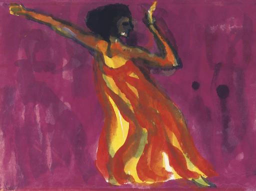 Wikioo.org - The Encyclopedia of Fine Arts - Painting, Artwork by Emile Nolde - The dancer (Mary Wigman)