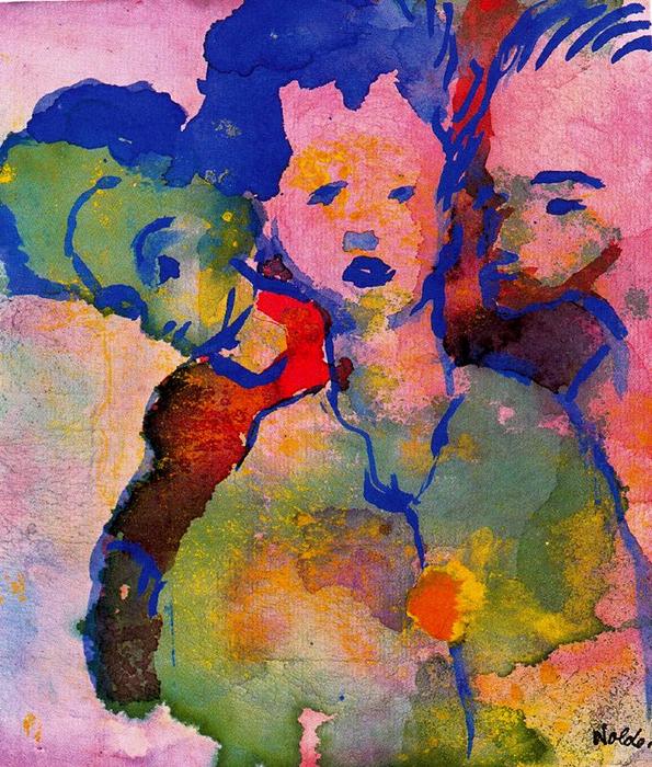 Wikioo.org - The Encyclopedia of Fine Arts - Painting, Artwork by Emile Nolde - Three Young Women