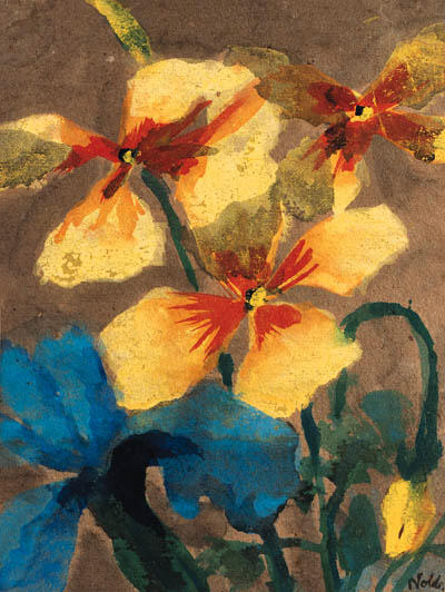 Wikioo.org - The Encyclopedia of Fine Arts - Painting, Artwork by Emile Nolde - Yellow and Blue Amaryllis
