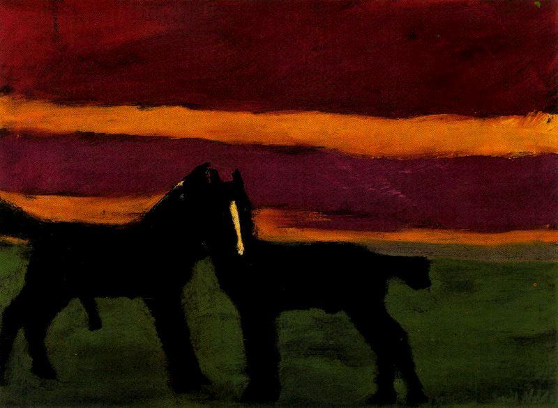 Wikioo.org - The Encyclopedia of Fine Arts - Painting, Artwork by Emile Nolde - Young black horses