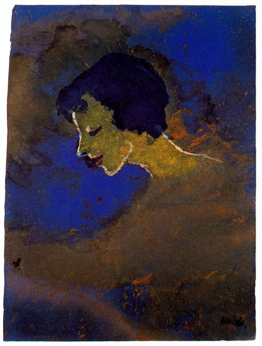 Wikioo.org - The Encyclopedia of Fine Arts - Painting, Artwork by Emile Nolde - Young Woman in Profile