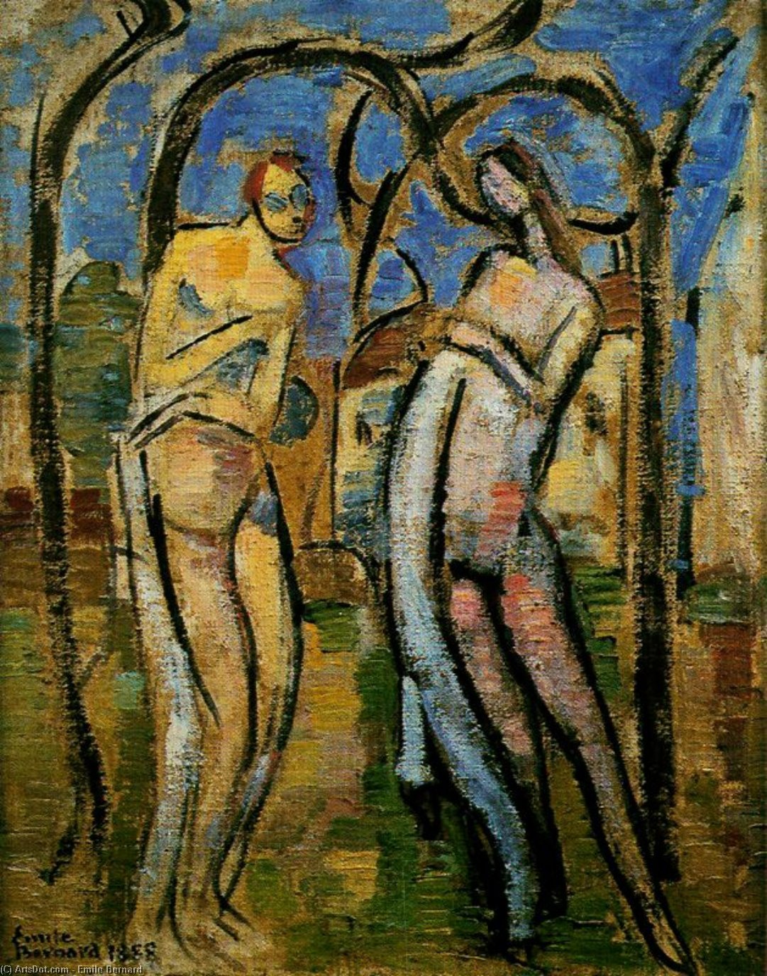 Wikioo.org - The Encyclopedia of Fine Arts - Painting, Artwork by Emile Bernard - Adam and Eve