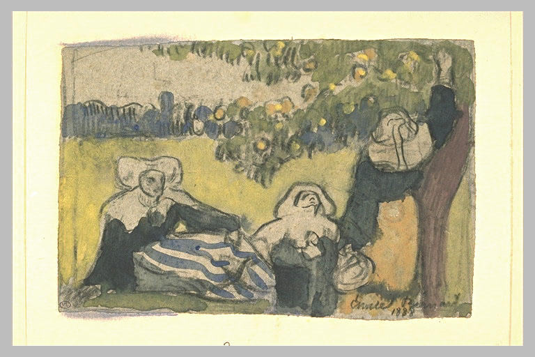 Wikioo.org - The Encyclopedia of Fine Arts - Painting, Artwork by Emile Bernard - Apple picking
