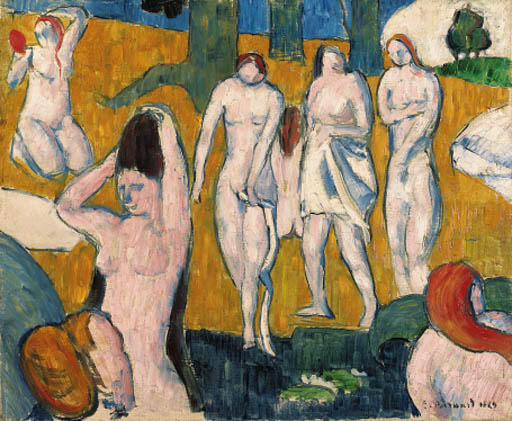 WikiOO.org - Encyclopedia of Fine Arts - Maleri, Artwork Emile Bernard - Baigneuses