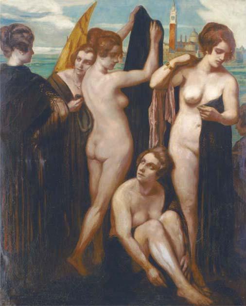 Wikioo.org - The Encyclopedia of Fine Arts - Painting, Artwork by Emile Bernard - Bathers in the lagoon, Venice