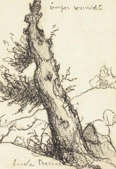 Wikioo.org – L'Enciclopedia delle Belle Arti - Pittura, Opere di Emile Bernard - bretone donna  vicino  Un  albero