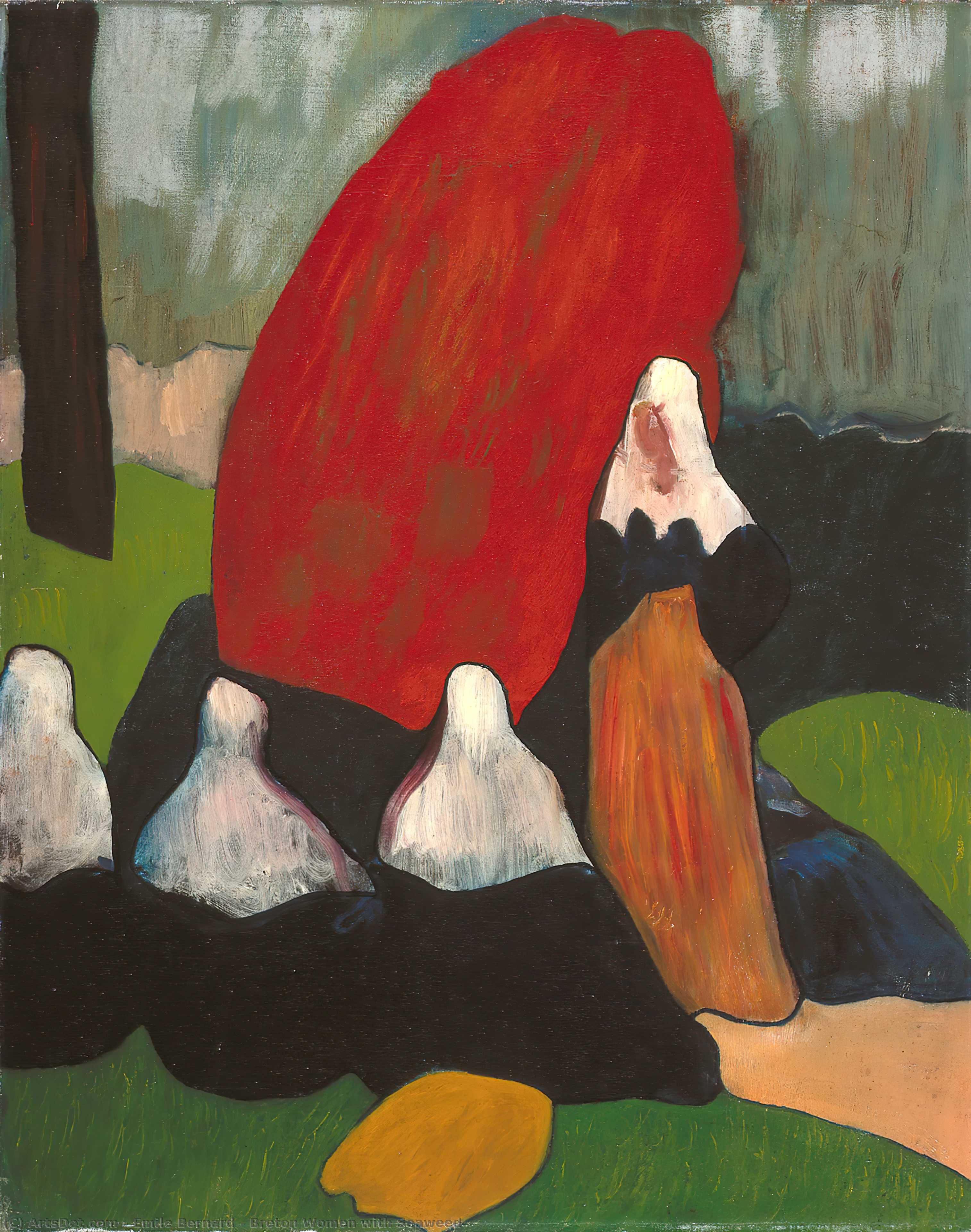 WikiOO.org - Encyclopedia of Fine Arts - Malba, Artwork Emile Bernard - Breton Women with Seaweed